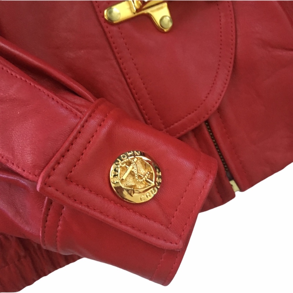 Vintage 90’s ψ St John Collection ψ Nautical Leather Jacket ψ Gold Logo Hardware - Picture 3 of 16